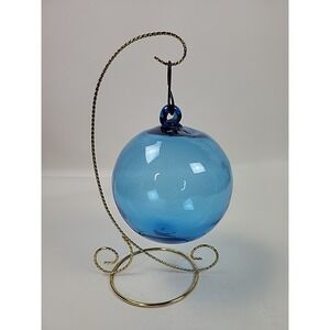 Vintage Large Handblown Blue Glass Ball Christmas Ornament‎ ~5" Diameter